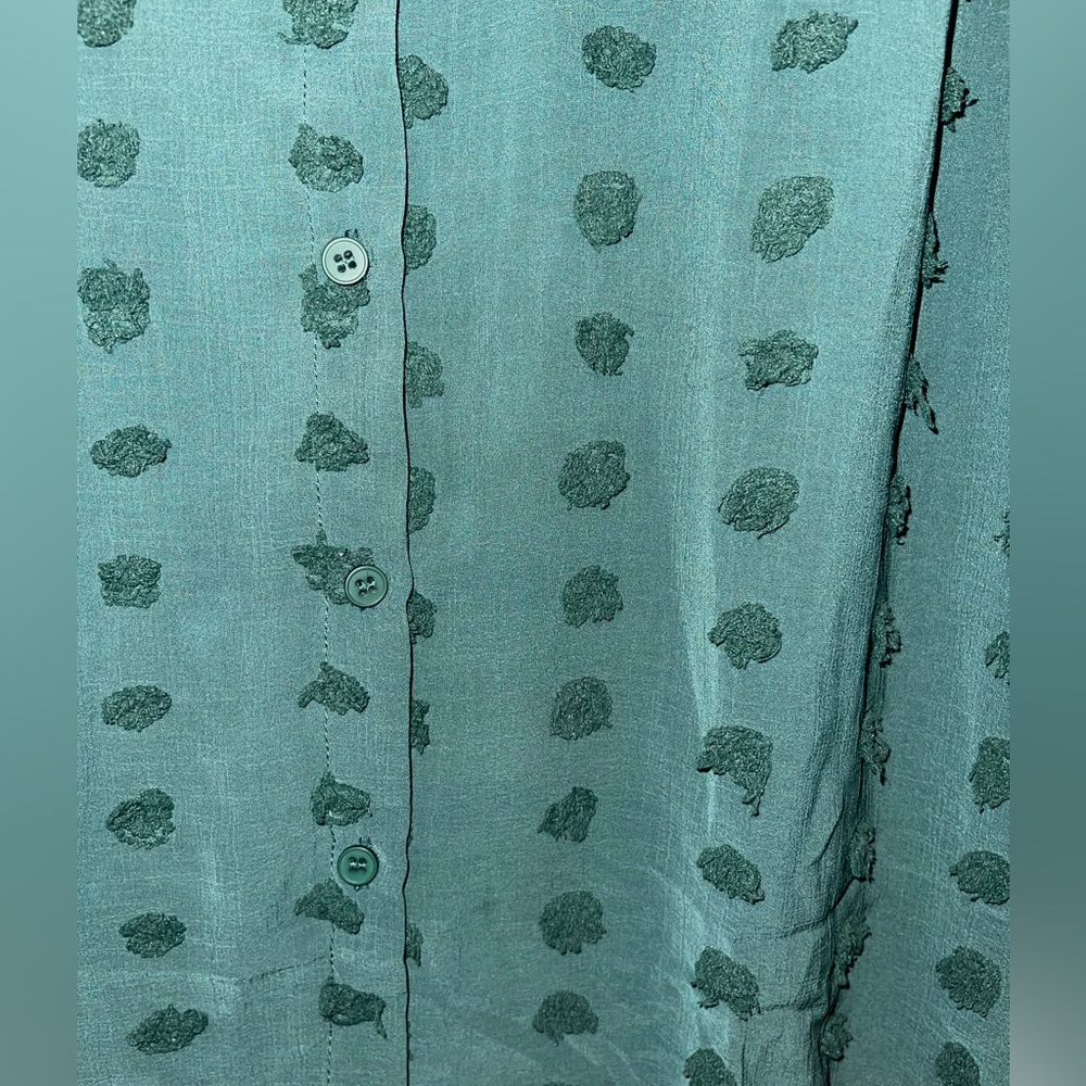 2X Forest green sheer long sleeve button down